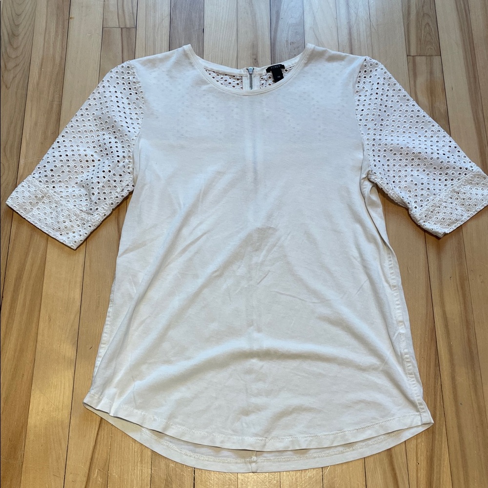 J. Crew Cream Eyelet Detail Top